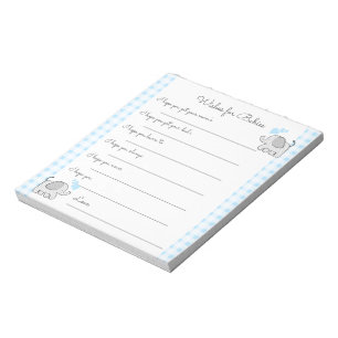 Wünsche für Baby Shower Game Elefanten Notizblock