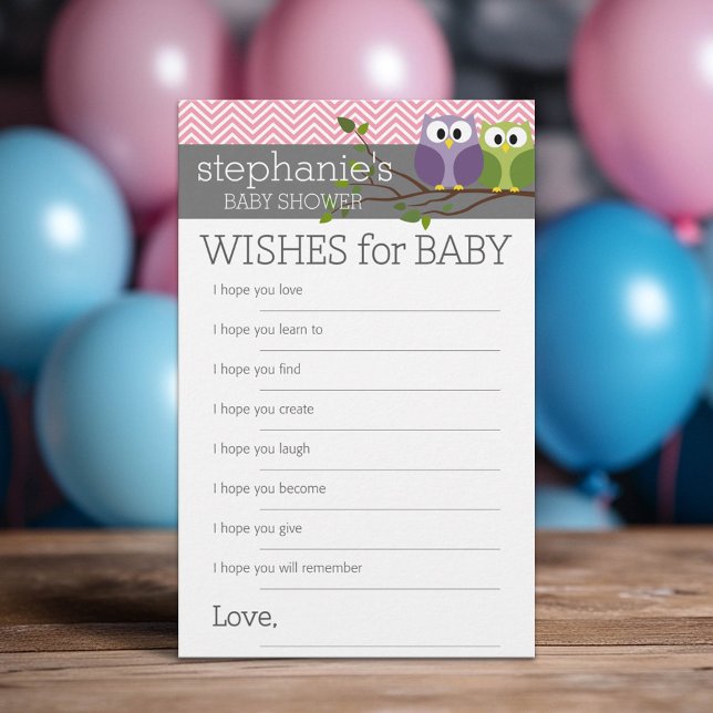 Wünsche für Baby Shower Games Pink Niedlich Owls G (Custom Baby Shower Games)