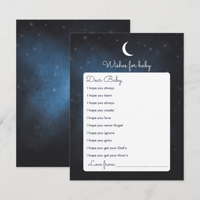 Wünsche für Baby Showgame Card Einladung (Vorne/Hinten)