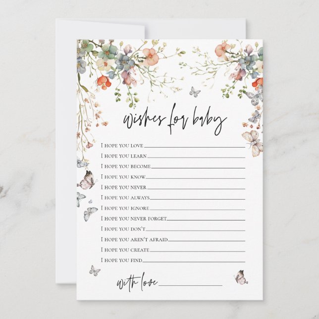 Wünsche für Baby-Wildblume-Babydusche Einladung (Vorderseite)