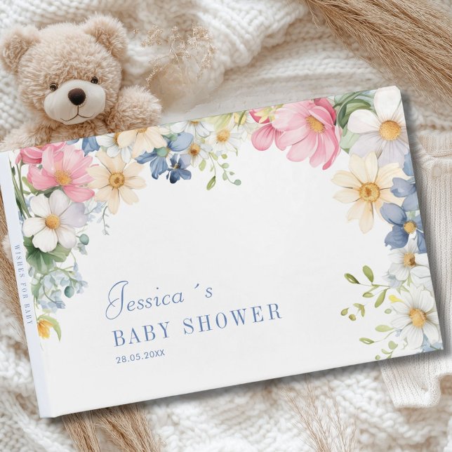 Wünsche für Baby! Wildblume, Babydusche Gästebuch (Personalized "Wishes for Baby!"  Wildflower, Baby Shower Guest Book.)