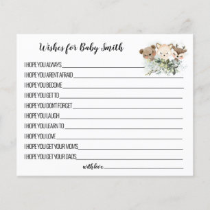 Wünsche für Baby Woodland Animals Baby Showcard Flyer