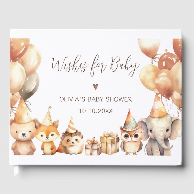 Wünsche für Baby Woodland Baby Shower Gästebuch (Vorderseite)