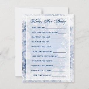 Wünsche für Babydusche nächtliche Sparkle blau Hinweiskarte