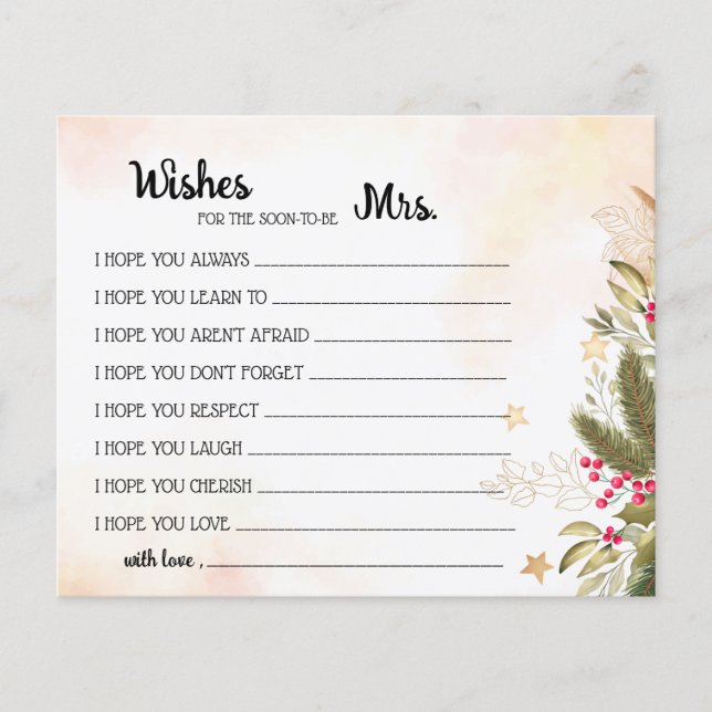 Wünsche für bald Frau Weihnachts-Duschkarte Fl. Flyer (Vorne)