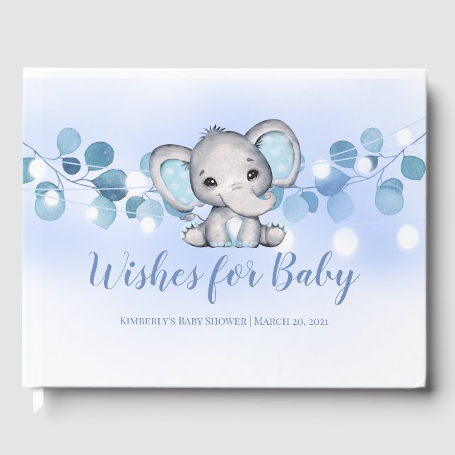 Wünsche für das Babybuch Blue Boy Elefant Gästebuch (Vorderseite)