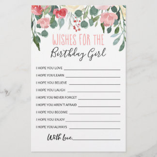 Wünsche für das Geburtstagsmädchen Geburtstagspart