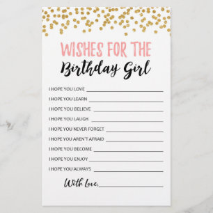 Wünsche für das Geburtstagsmädchen Geburtstagspart