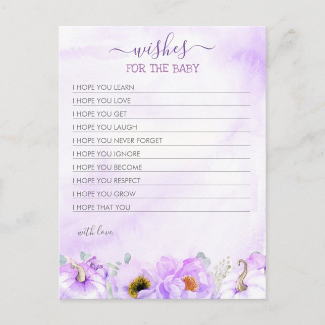 Wünsche für die Baby Fall Pumpkin Girls Baby Dusch Postkarte (Vorderseite)