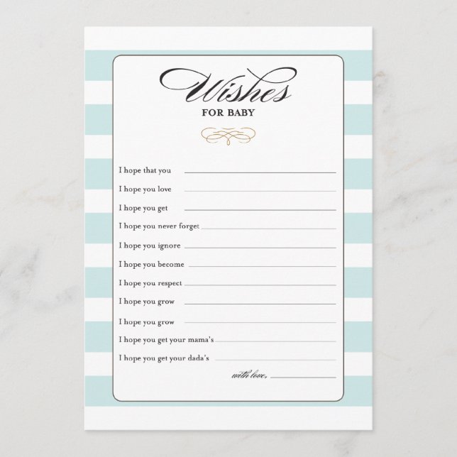 Wünsche für die Baby-Game-Karte - Blau Hinweiskarte (Vorderseite)