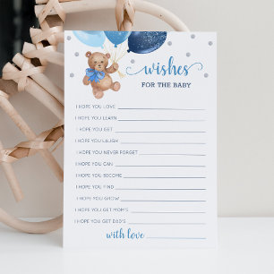 Wünsche für die Baby Shower Teddy Bärenkarte Einladung