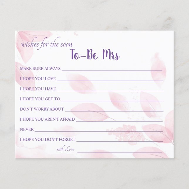 Wünsche für die demnächst anstehende Frau Brautpar Flyer (Vorne)