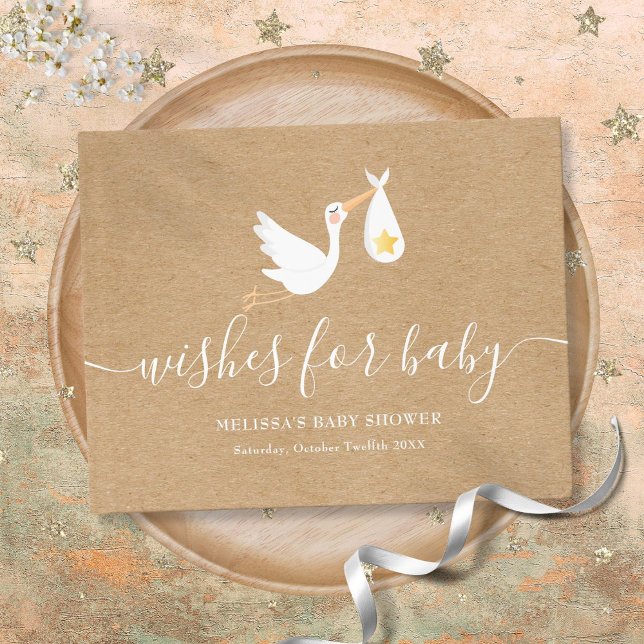 Wünsche für rustikale Stork Star Babydusche Gästebuch (Wishes For Baby Rustic Stork Star Baby Shower Guest Book)
