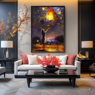 Wünsche in den Himmel Laternen Träume in Ausdrucks Poster