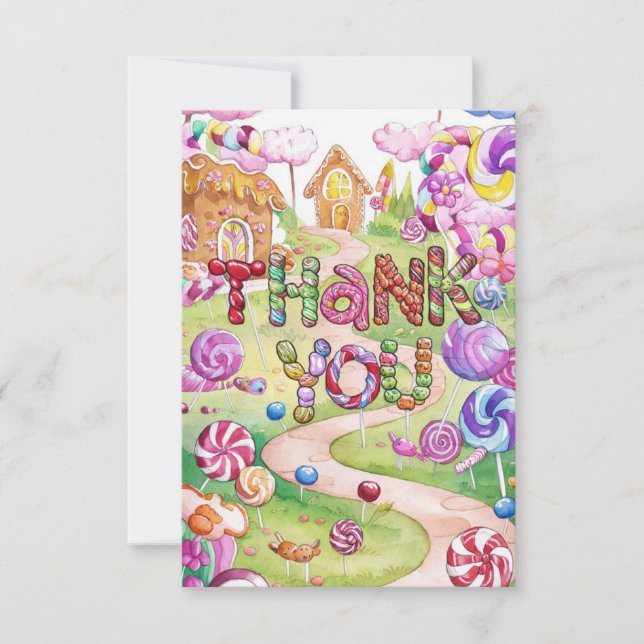 Wünsche Kids Candyland Dankeschön Karte (Vorderseite)