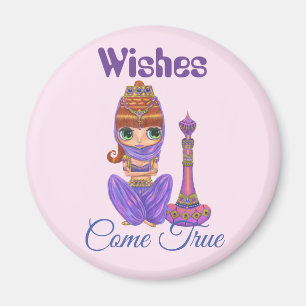 Wünsche Kommen Sie Lila Genie Girl Magic Flasche Magnet
