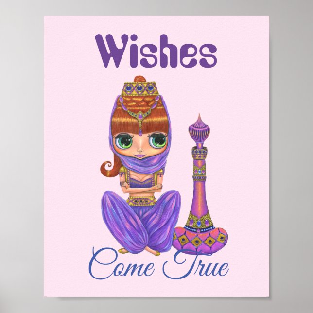 Wünsche Kommen Sie Lila Genie Girl Magic Flasche Poster (Vorne)