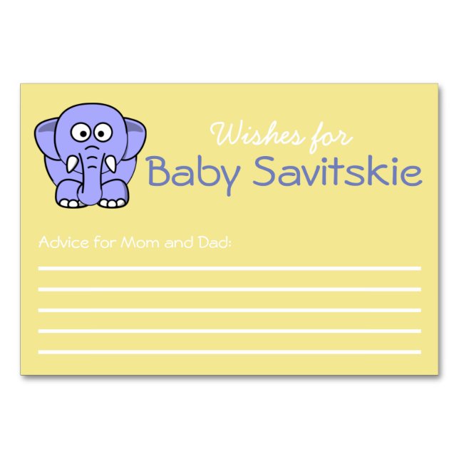 Wünsche nach Baby Advice Card Tischnummer (Vorderseite)