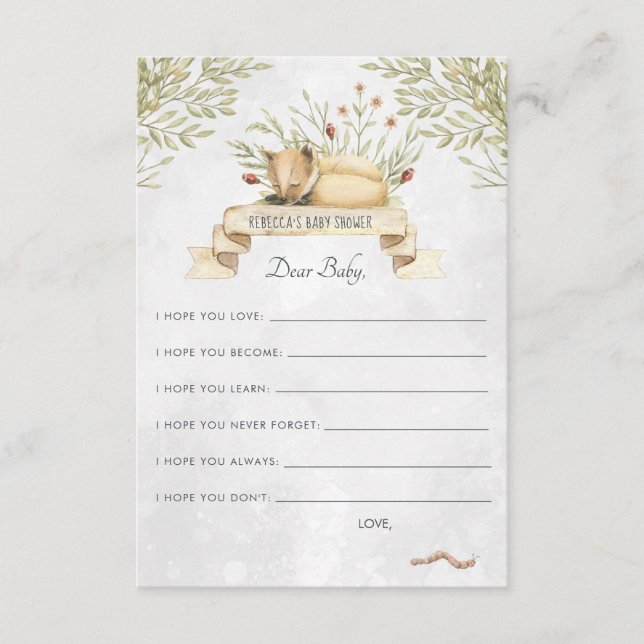 Wünsche nach Baby Advice Card | Waldfuchs Begleitkarte (Vorderseite)