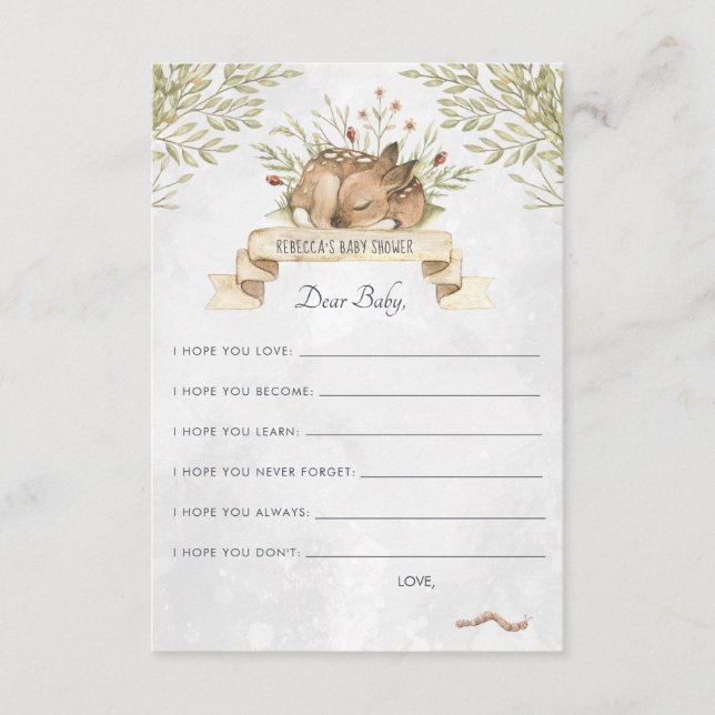 Wünsche nach Baby Advice Card | Waldhirsche Begleitkarte (Vorderseite)