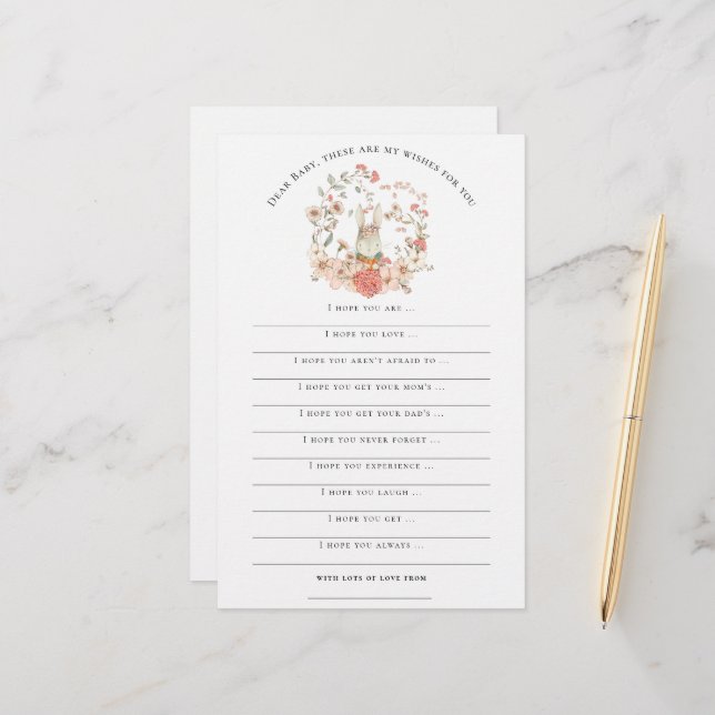 Wünsche nach Baby Dusche Vintag Bunny Girl Woodlan (Vorderseite/Rückseite Beispiel)