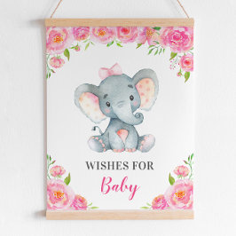 Wünsche nach Baby Elephant Pink Girl Dusche Sprink Poster