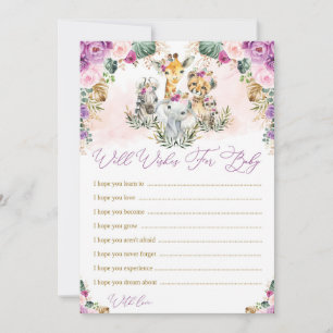 Wünsche nach Baby Girl Wild Safari Animals Game Ca Einladung