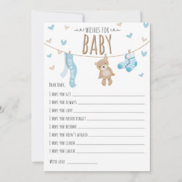 Wünsche nach Baby Teddy Bear Blue Boy Game Card Hinweiskarte