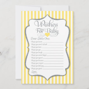 Wünsche nach Baby Yellow Gray Baby Shower Game Einladung