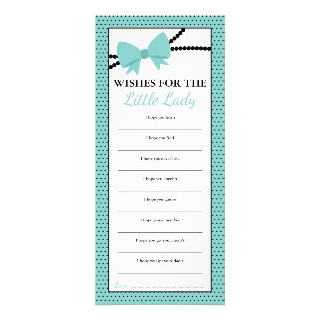 Wünsche nach Babykarte, Gute Wünsche, kleine Dame Werbekarte (Vorne)
