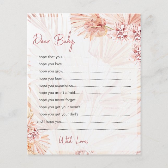 Wünsche nach Babykarten Boho Blush Dusche Sprinkle (Vorderseite)