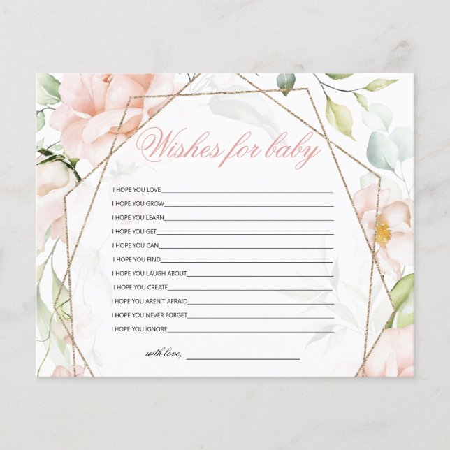 Wünsche nach einem Baby Elephant Blush Baby Dusche (Vorderseite)