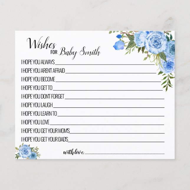Wünsche nach einer neuen Baby Blue Babyduschkarte (Vorderseite)