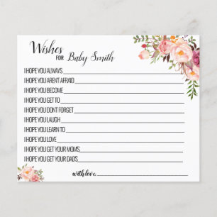 Wünsche nach einer neuen rosa Baby Duschspielkarte