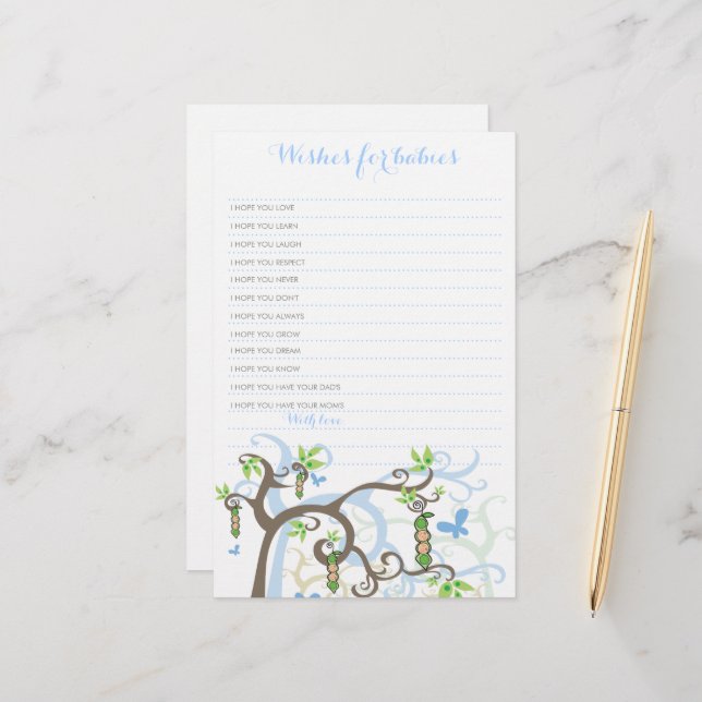 Wünsche nach zwei Baby Boys Blue Pees in einem Pod (Vorderseite/Rückseite Beispiel)