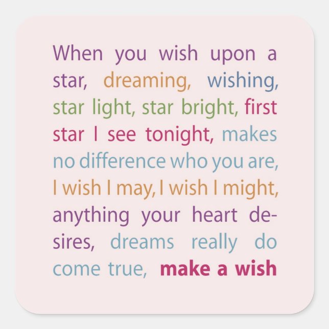 Wünsche Quadratischer Aufkleber (Vorderseite)