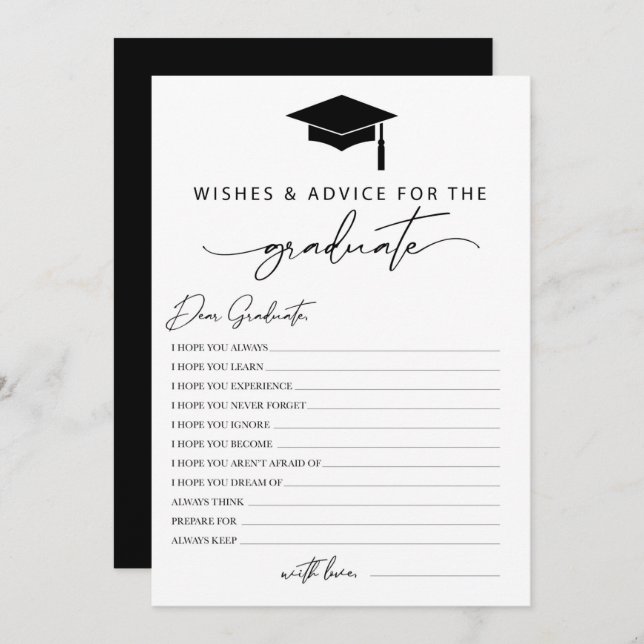 Wünsche und Ratschläge für die Graduate Card Einladung (Vorne/Hinten)