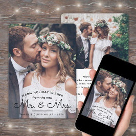 Wünsche von neuen Mr. & Mrs. - Zwei Hochzeiten Fot Feiertagskarte