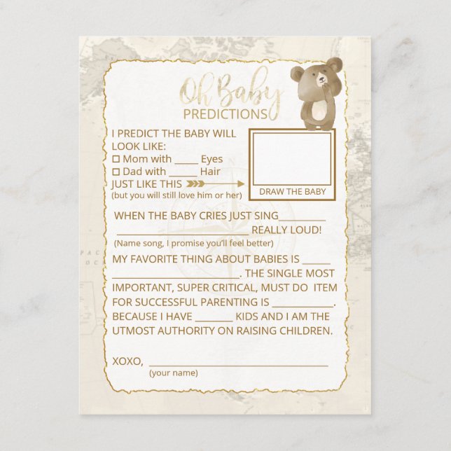 Wünsche & Vorhersagen Baby Sprinkle Cards Begleitkarte (Rückseite)