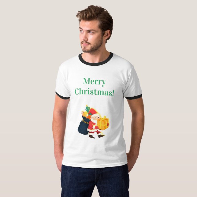 Wünsche Weihnachten gedruckte Joy Celebration Ring T-Shirt (Vorne ganz)