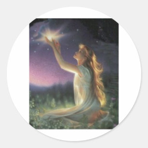 Wünsche zwischen den Sternen Runder Aufkleber