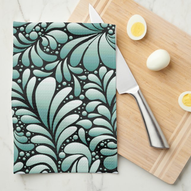 Wünschen Fleur-Muster in Minty Green Geschirrtuch (Viertel Falte)