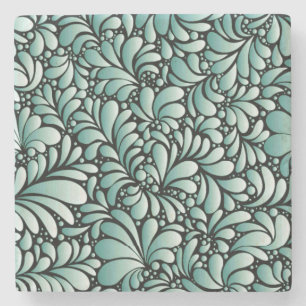 Wünschen Fleur-Muster in Minty Green Steinuntersetzer