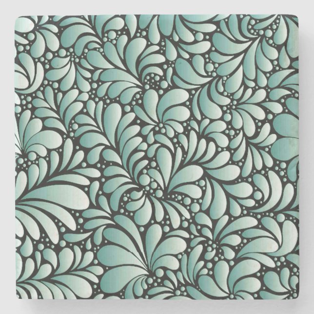 Wünschen Fleur-Muster in Minty Green Steinuntersetzer (Vorderseite)
