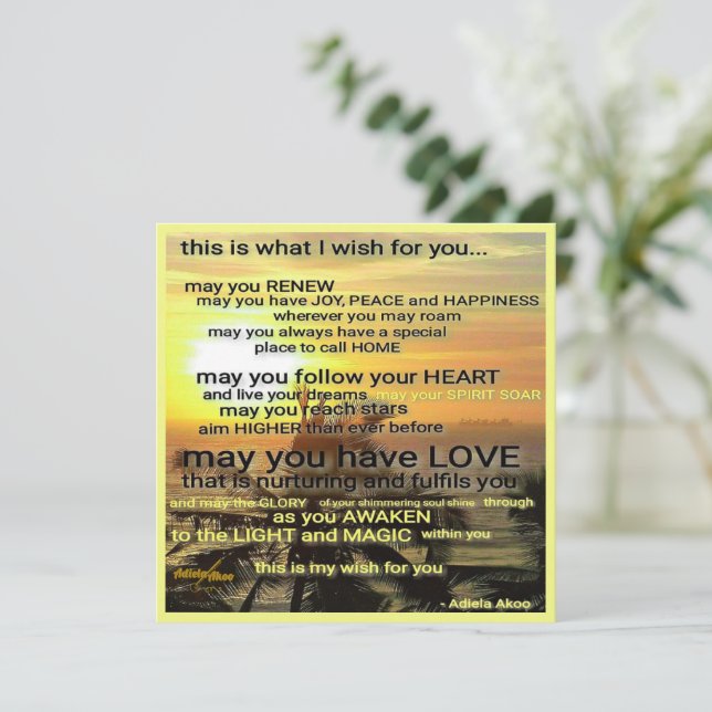 Wünschen Grußkarte von Adiela Akoo (Stehend Vorderseite)