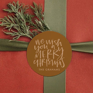 "Wünschen Sie ein frohes Weihnachtsfest" Golden Runder Aufkleber