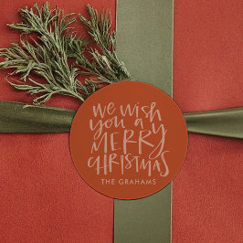 "Wünschen Sie ein frohes Weihnachtsfest" Rot Runder Aufkleber