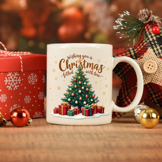 Wünschen Sie ein Weihnachten gefüllt mit Liebe Kaffeetasse (Von Creator hochgeladen)