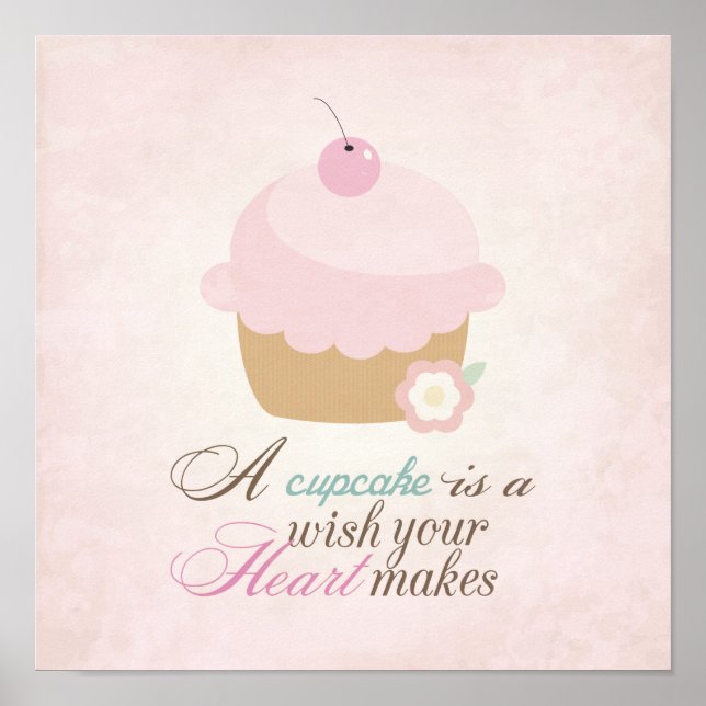 Wünschen Sie Ihr Herz - Kuchen Poster (Vorne)