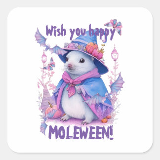 Wünschen Sie, Moleween zu begrüßen! Quadratischer Aufkleber